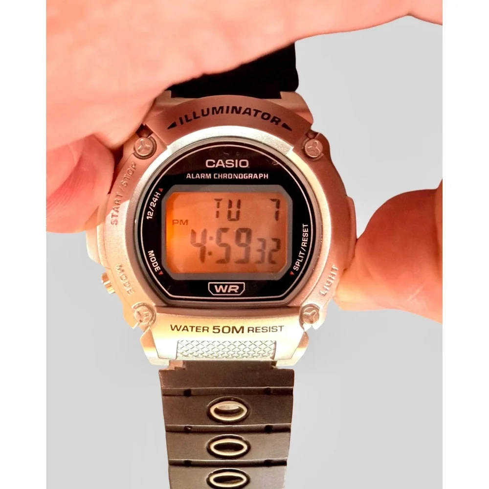 Casio W-219H Illuminator Digital Alarm Chronograph 50M Watch New Battery